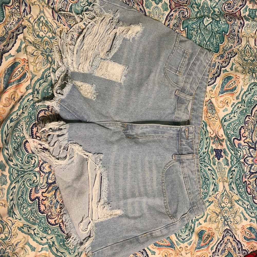 Blue Jean ripped shorts from SHEIN
